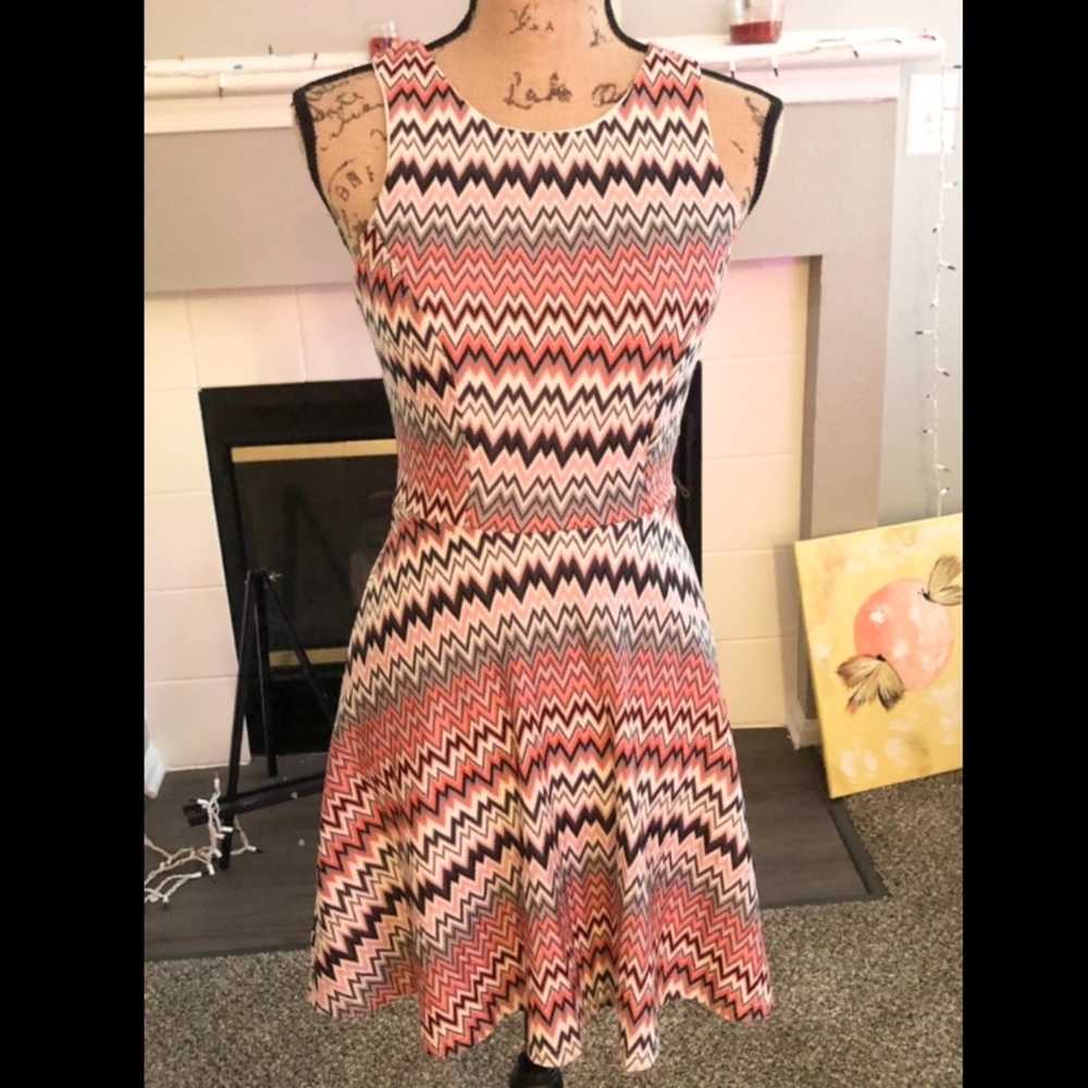 Pink striped skater dress